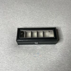 6 Slots Black Leather Watch Storage Display Box